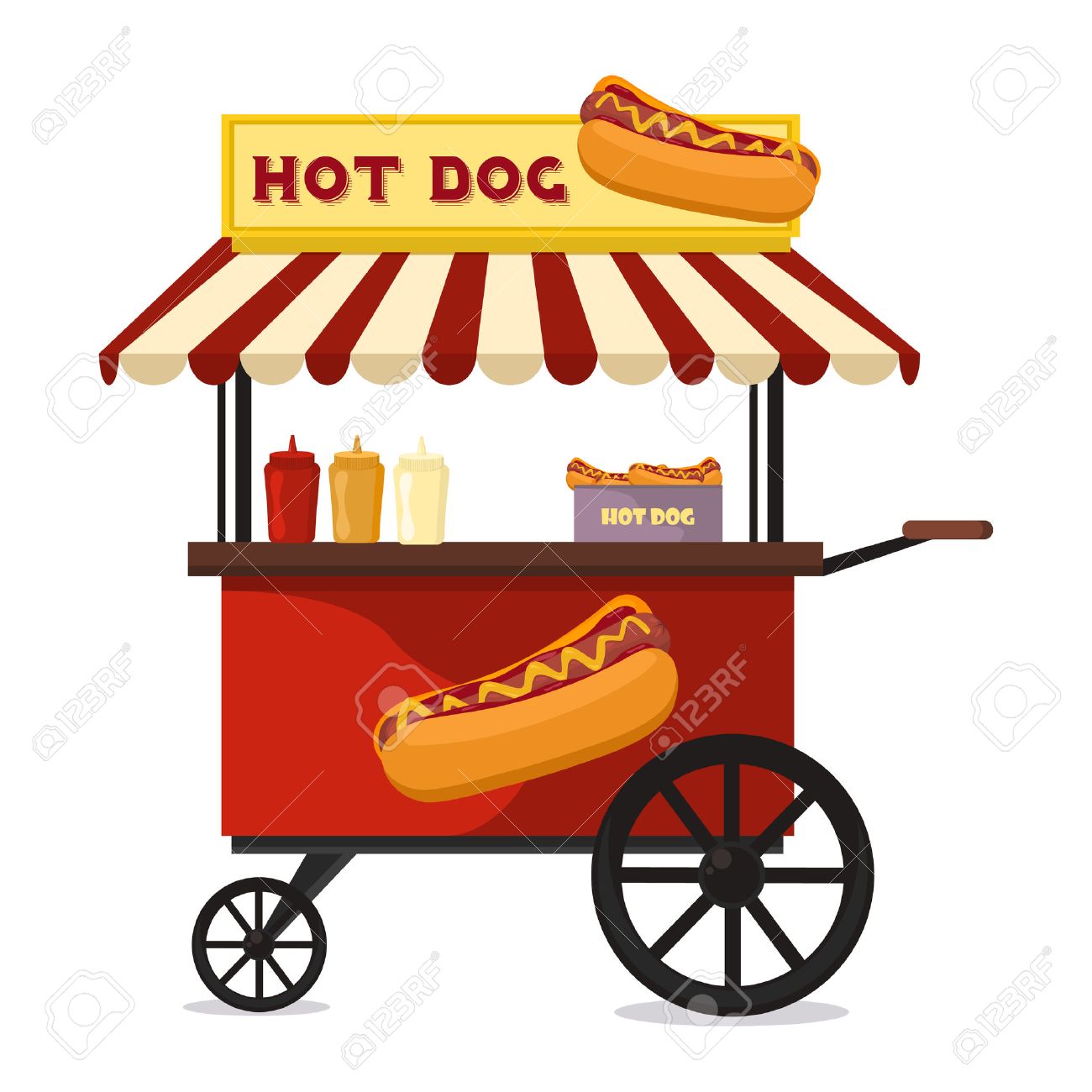 1300x1300 Hot Dog Stand Clipart 55907793 Fast Food Hot Dog Cart And Street