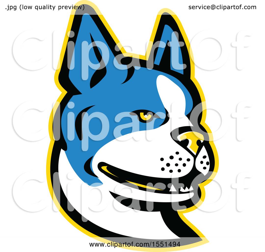 1080x1024 Clipart Of A Blue Boston Terrier Dog Mascot Head