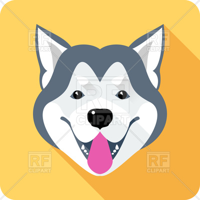 400x400 Alaskan Malamute Head Dog Flat Icon Royalty Free Vector Clip Art