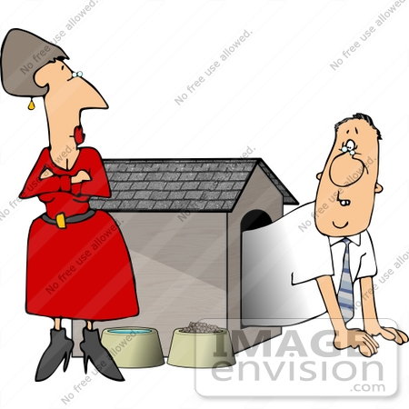 450x450 Caucasian Couple Having Marital Problems, Man In A Dog House