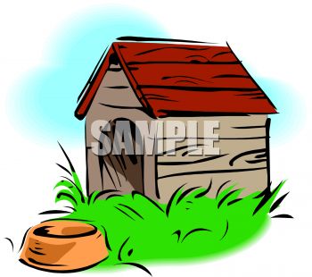 350x310 A Dog House With A Food Dish In Front Of It