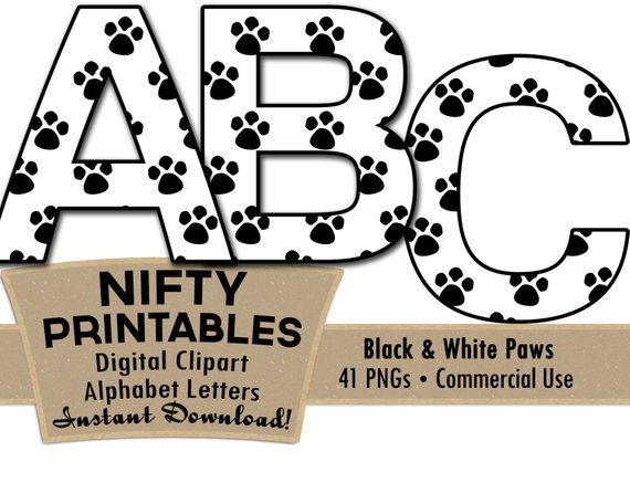 570x437 Paw Prints Alphabet Letters Set