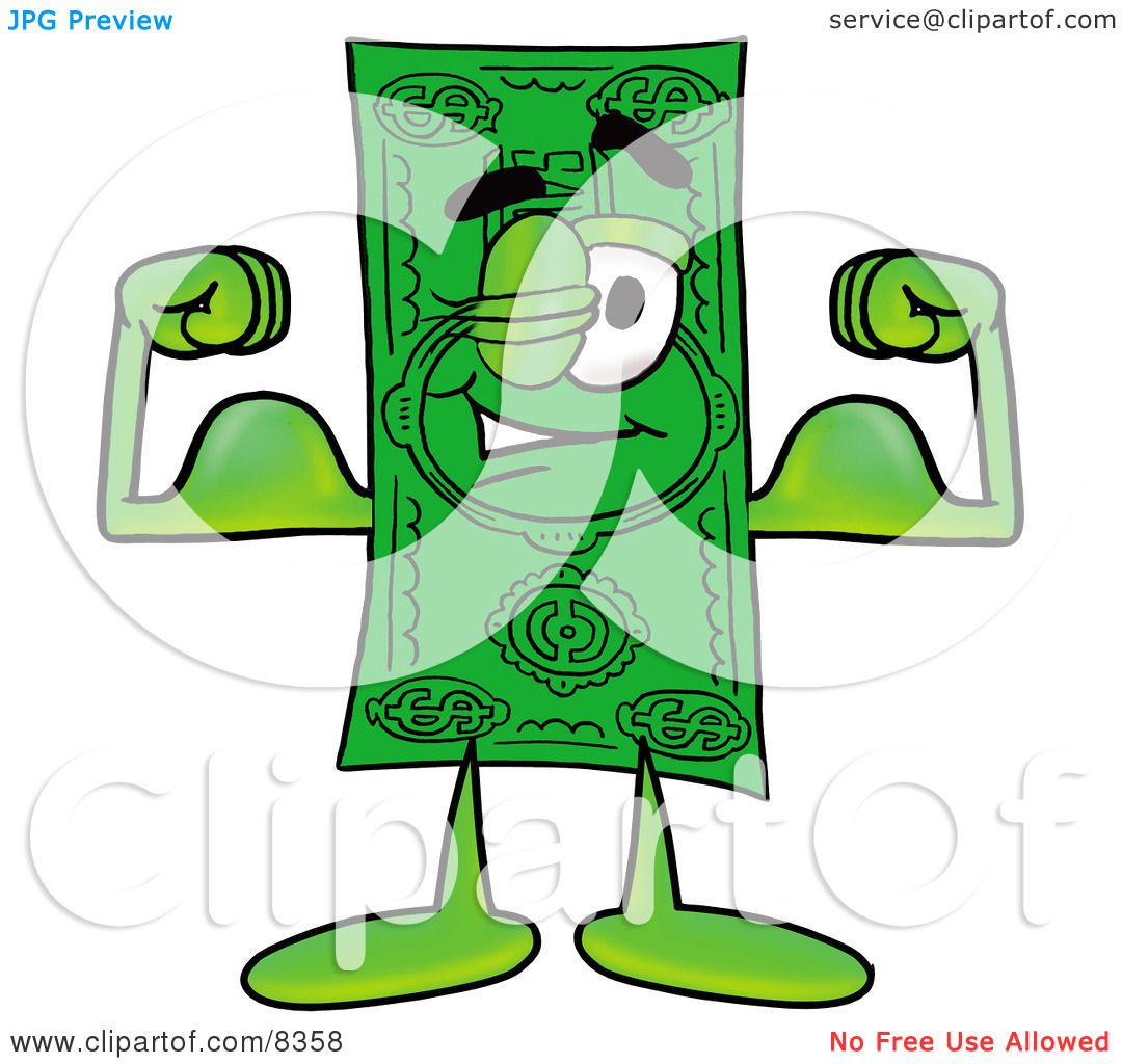 1080x1024 Clipart Picture Of A Dollar Bill Mascot Cartoon Character Flexing