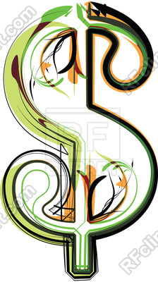 224x400 Organic Type Dollar Symbol Royalty Free Vector Clip Art Image