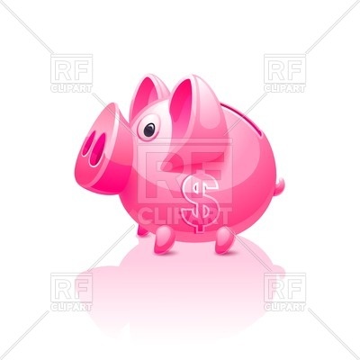 400x400 Pink Piggy Bank With Dollar Sign On Side Royalty Free Vector Clip