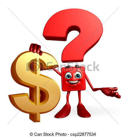 432x470 Question Mark Character With Dollar Sign. Cartoon Character