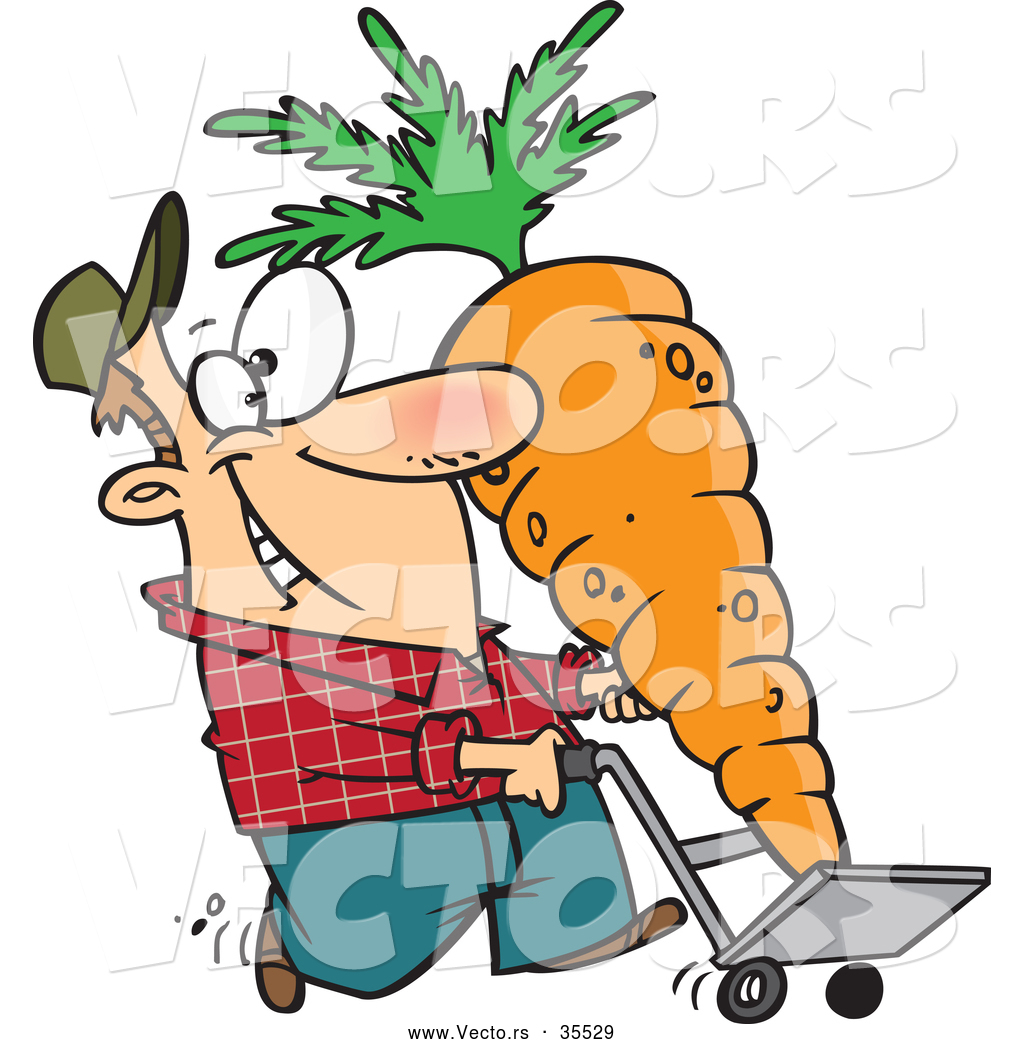 1024x1044 Vector Of Proud Cartoon Farmer Transporting His Huge Carrot On