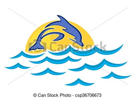 450x327 Dolphin Jump In The Sea. A Dolphin Jump In The High Sea. Vectors
