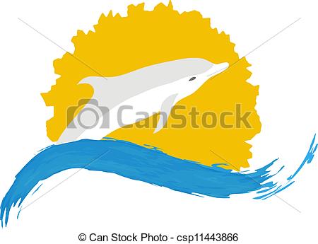 450x345 Dolphin Vector Illustration, Isolated Logo On White Clip Art