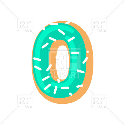 400x400 Number 0 Donut Font Royalty Free Vector Clip Art Image