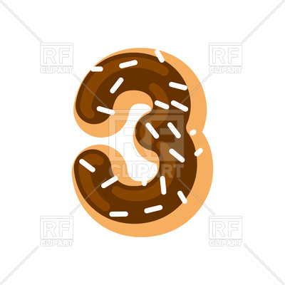 400x400 Number 3 Donut Font Royalty Free Vector Clip Art Image