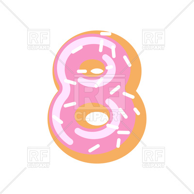400x400 Number 8 Donut Font Royalty Free Vector Clip Art Image