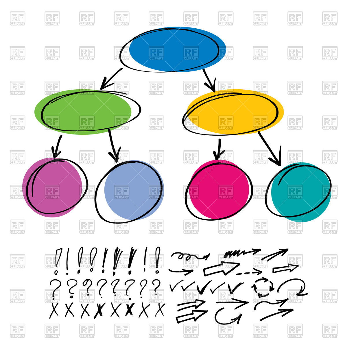 1200x1200 Doodle Scheme With Arrows Royalty Free Vector Clip Art Image