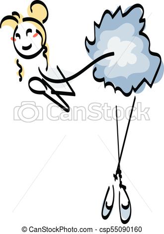 330x470 Doodle Stickman Illustration Concept. Beauty Ballerina . Clip