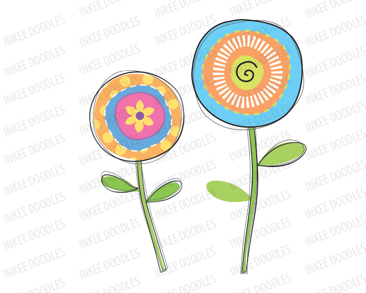 750x600 Doodle Flower Clipart