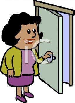 256x350 African American Businesswoman Opening A Door