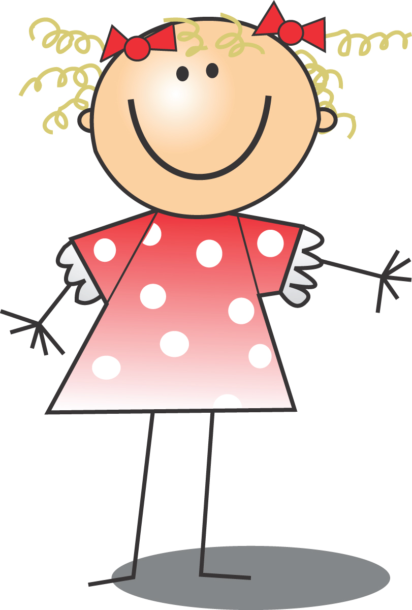 811x1200 Free Clip Art Of A Happy Blond Girl In A Pink Polka Dot Dress