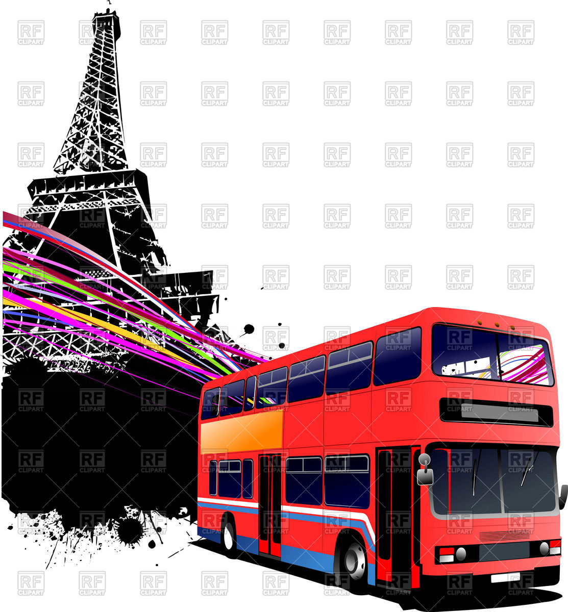 1113x1200 Double Decker Bus In Paris Royalty Free Vector Clip Art Image