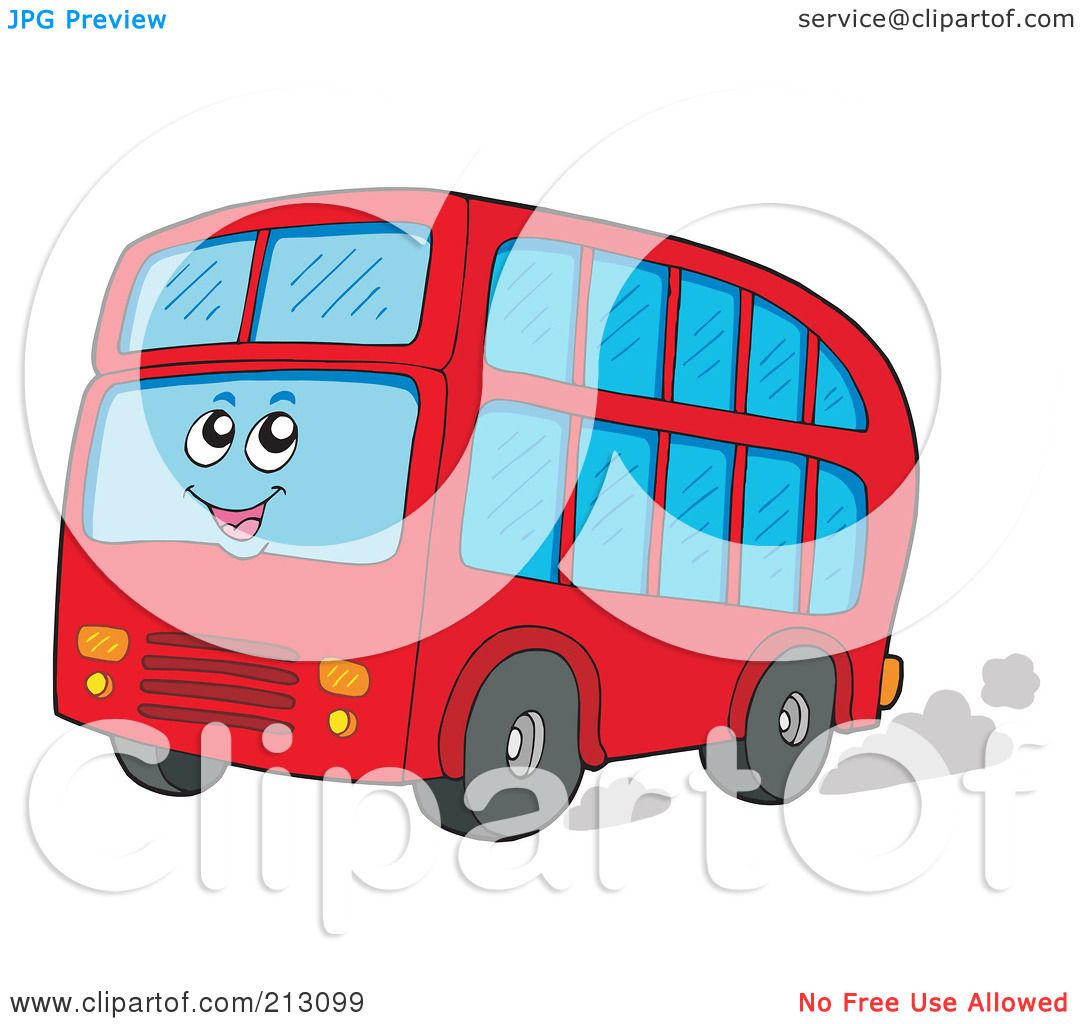 1080x1024 Royalty Free (Rf) Clipart Illustration Of A Happy Double Decker