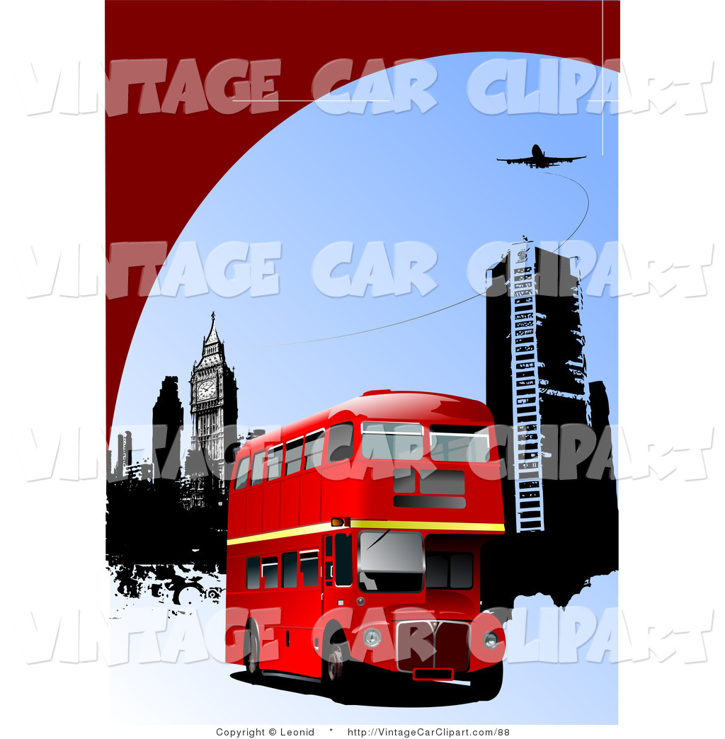 1024x1044 Clipart Of Red Double Decker Bus Near City Buildings Under