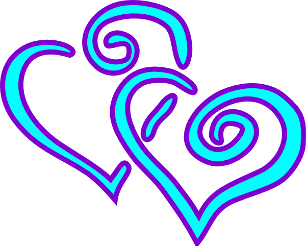 600x482 Aqua Purple Double Hearts Clip Art