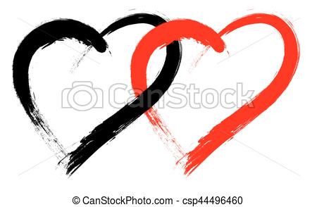 450x294 Vector Double Heart Shape With Brush Painting Isolated On Clip