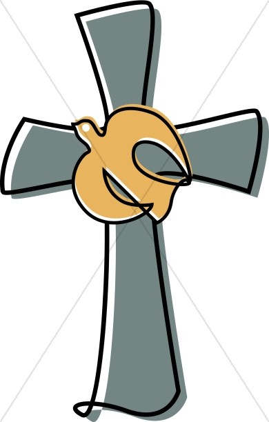 390x612 Grayish Cross With Dove Cross Clipart