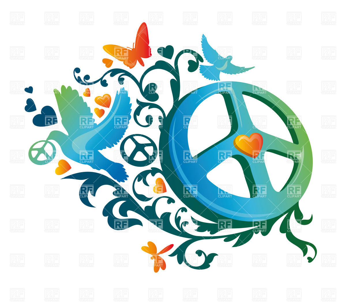 1200x1056 Hippie Peace Symbol With Dove Royalty Free Vector Clip Art Image