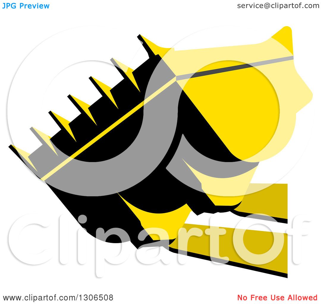 1080x1024 Clipart Of A Black And Yellow Industrial Bulldozer Bucket