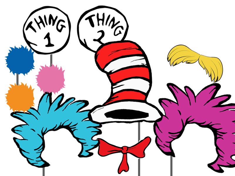 800x600 Dr Seuss Inspired Photo Booth Props, Thing 1 Thing 2 Photobooth