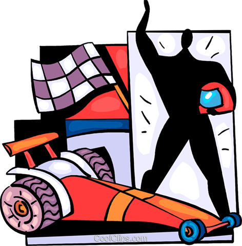 472x480 Race Car Driver With Checkered Flag Royalty Free Vector Clip Art