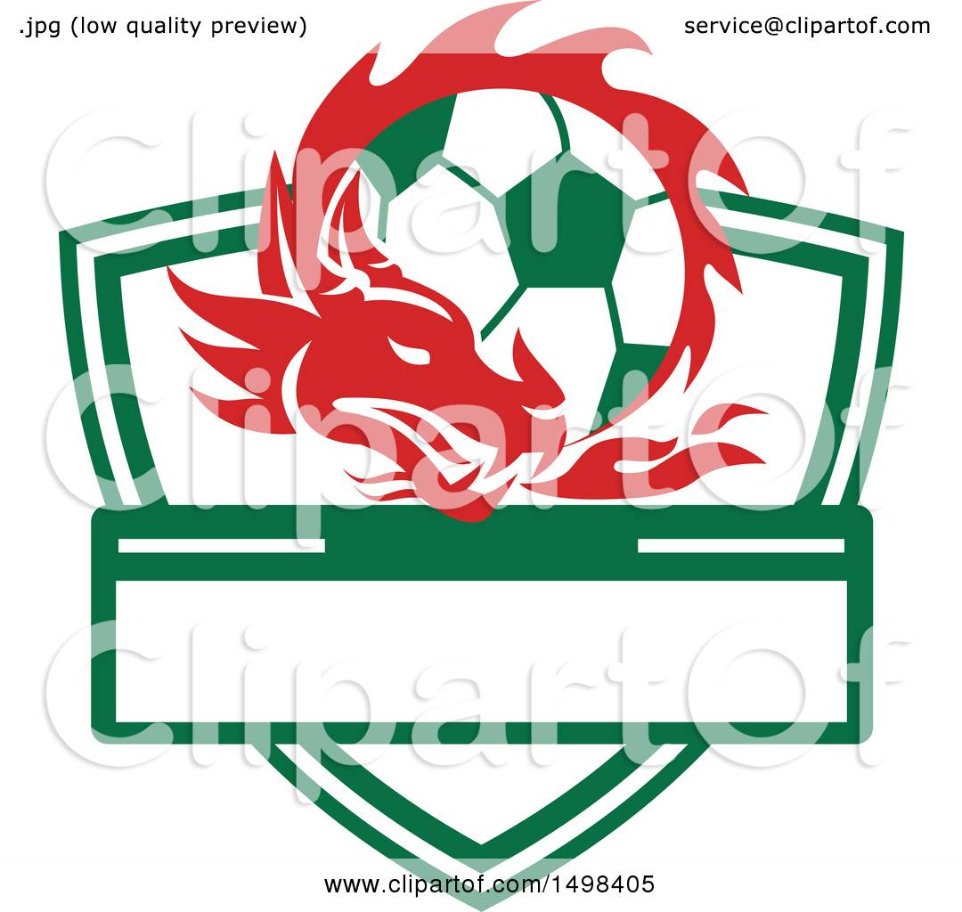 1080x1024 Clipart Of A Red Welsh Dragon Around A Soccer Ball Over A Shield