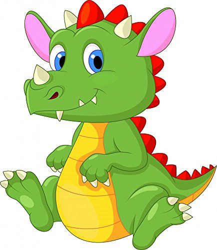434x500 Wallmonkeys Cute Baby Dragon Cartoon Peel And Stick Wall Decals 12