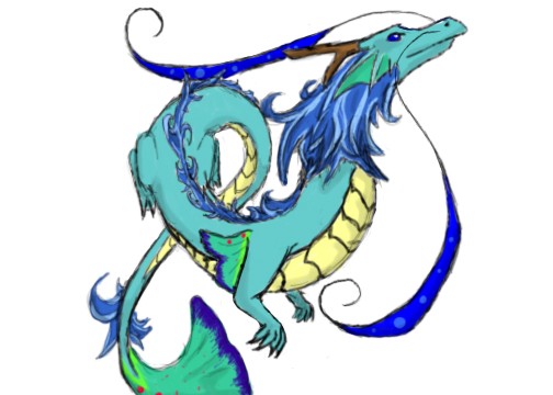 504x360 Green Water Dragon Clipart