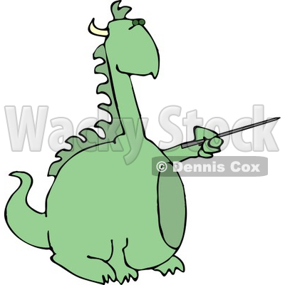 400x400 Anthropomorphic Reptilian Dragon Pointing A Pointer Clipart