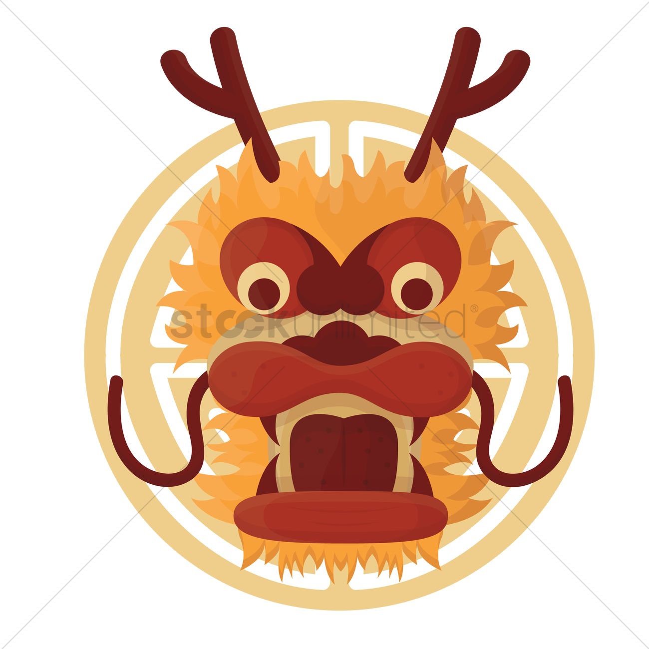 1300x1300 Free Chinese Dragon Face Vector Image