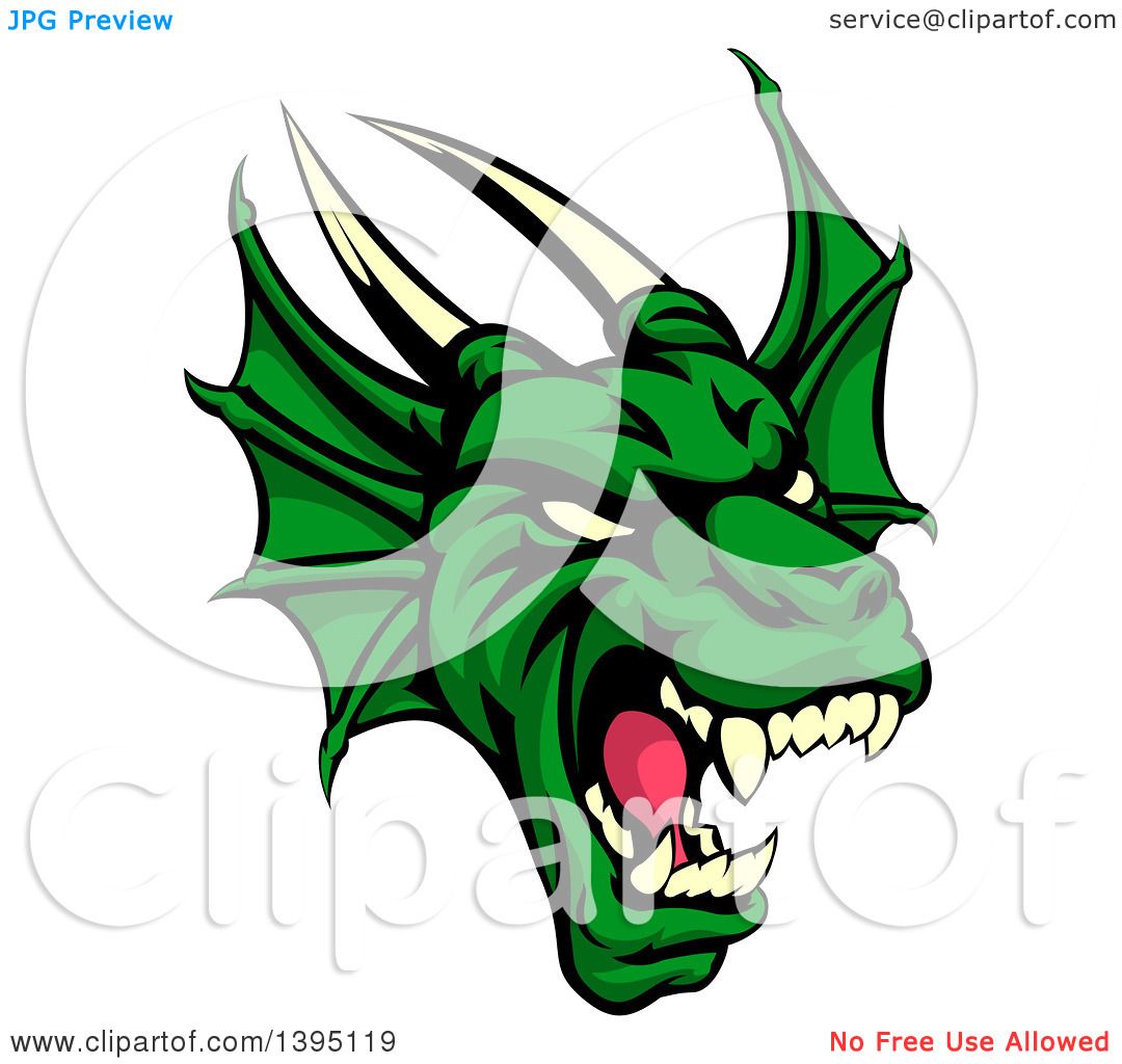 1080x1024 Clipart Of A Demonic Roaring Green Dragon Head