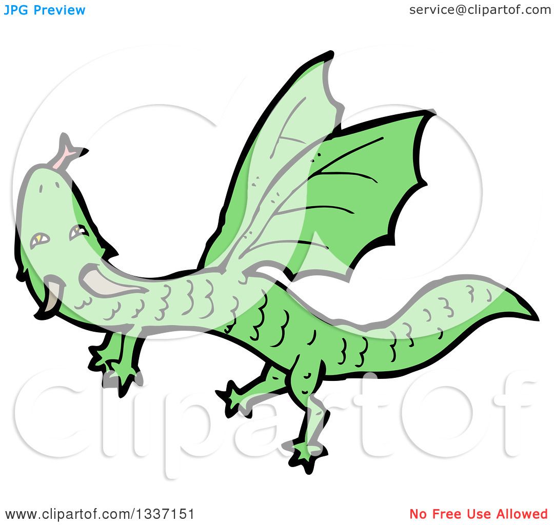 1080x1024 Clipart Of A Cartoon Flying Green Dragon