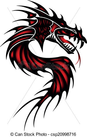 301x470 Tattoo Red Dragon Illustration Ornament Tribal Vector Clip Art