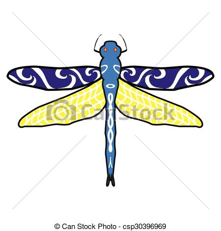450x470 Abstract Design Dragonfly. Insect With Wings. Drawn Clip Art