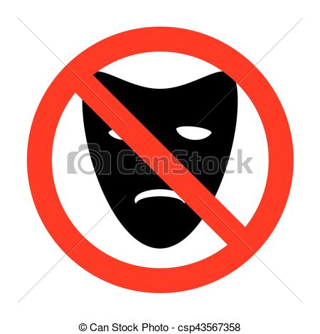 450x470 No Tragedy Theatrical Masks. Clipart Vector