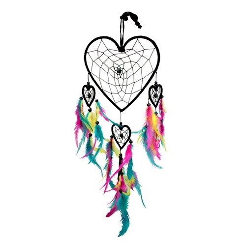 500x500 Velvet Heart Amp Feathers Multi Dream Catcher