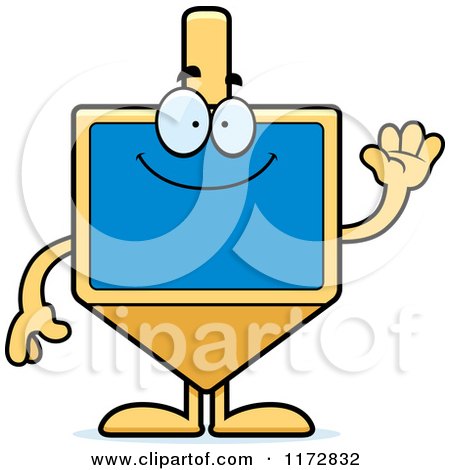 450x470 Clipart Of A Happy Blue Dreidel Top Toy Holding A Thumb Up