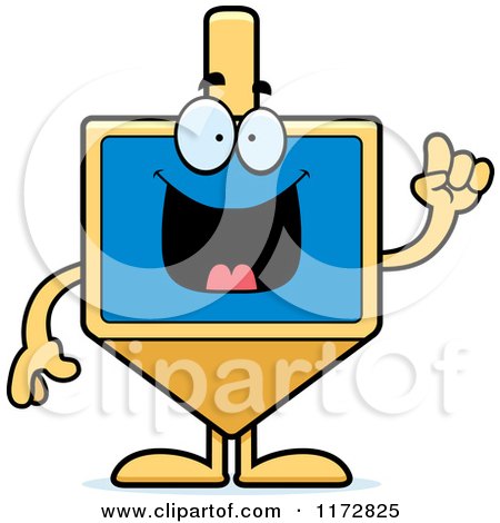450x470 Clipart Of A Happy Blue Dreidel Top Toy Holding A Thumb Up