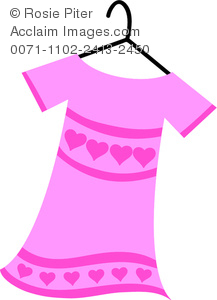 217x300 Clipart Illustration Of Clothing Women's Dress In Pink With Hearts