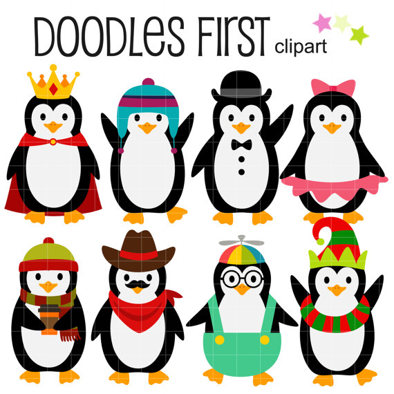 570x570 Dress Up Penguins Clip Art For Scrapbooking Card Making Cupcake