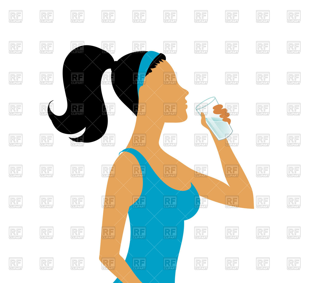 1200x1099 Young Sport Woman Drinking Water Royalty Free Vector Clip Art