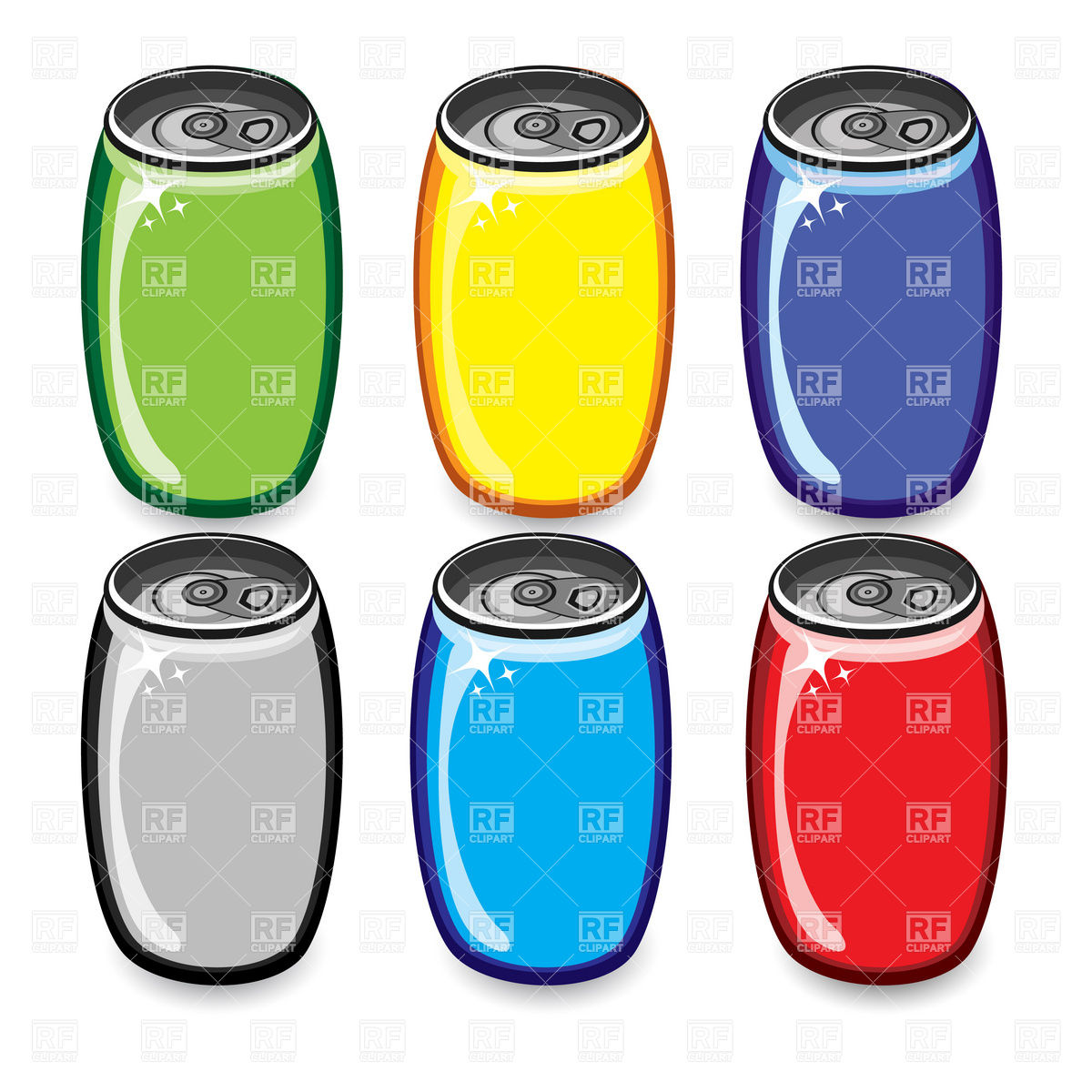 1200x1200 Colorful Drink Cans Royalty Free Vector Clip Art Image