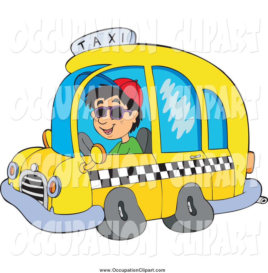 1024x1044 Clip Art Of A Young White Man Driving A Taxi Cab By Visekart