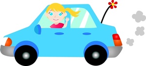 300x137 Girl Clipart Car Pencil And In Color Clip Art